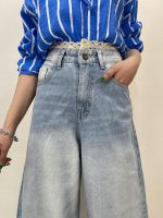 شلوار جین زنانه فول بگ آبی یخی