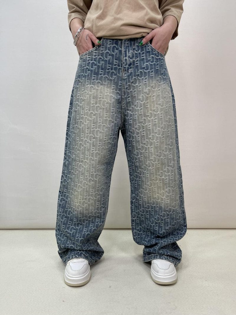 شلوار جین زنانه بگ طرحدار گوچی