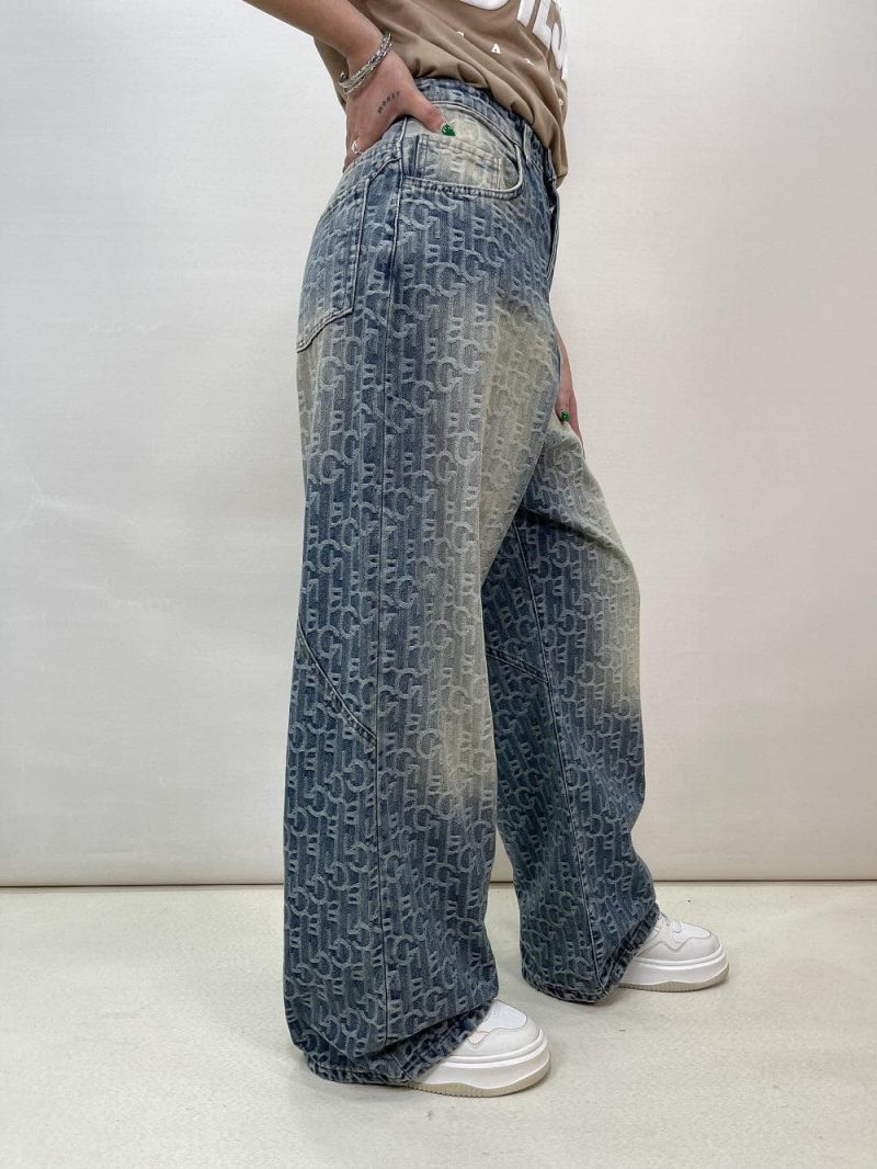شلوار جین زنانه بگ طرحدار گوچی