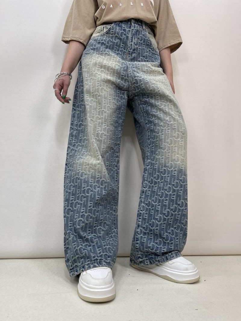 شلوار جین زنانه بگ طرحدار گوچی