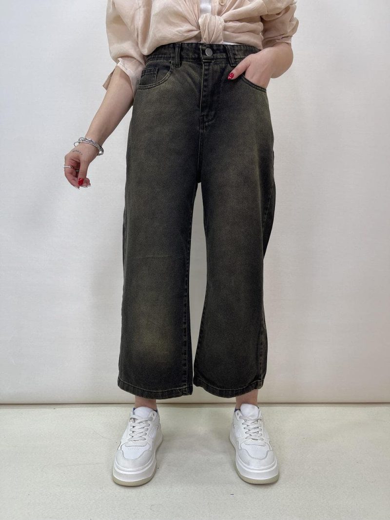 شلوار جین زنانه واید زغالی