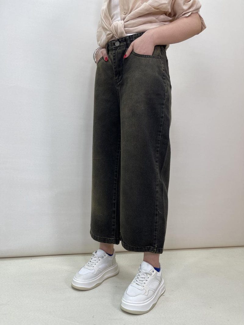 شلوار جین زنانه واید زغالی