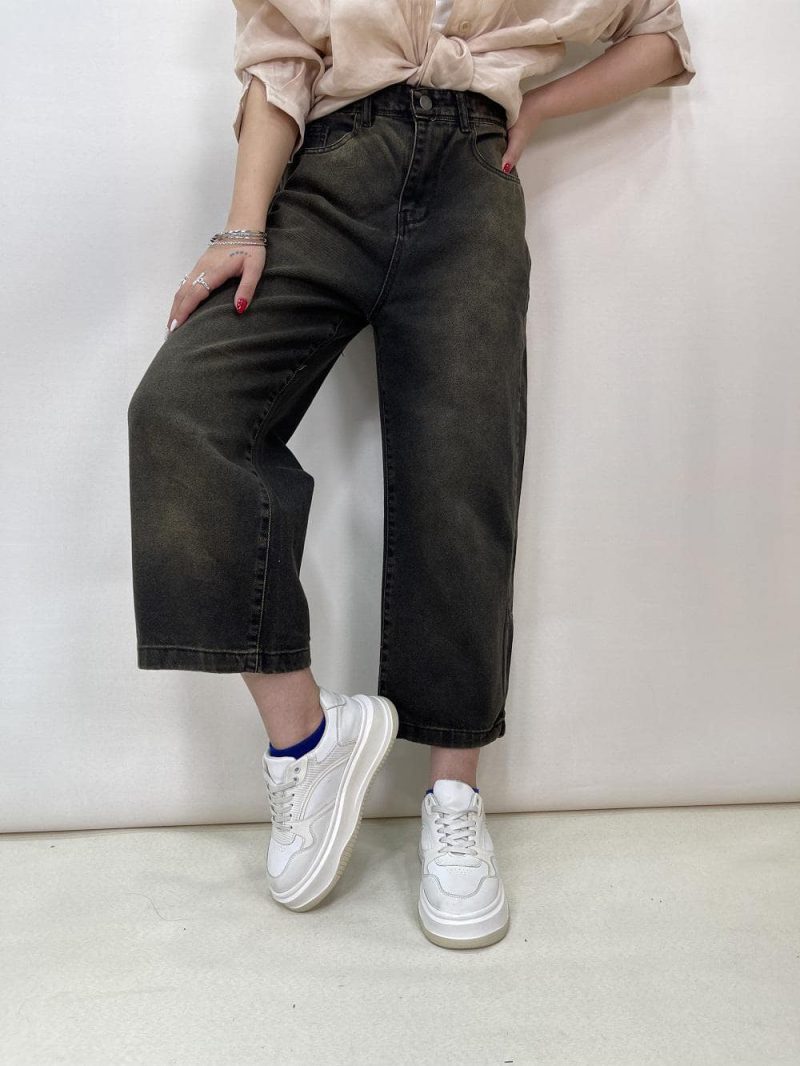 شلوار جین زنانه واید زغالی