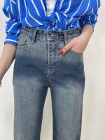 شلوار جین زنانه واید قد 90 آبی