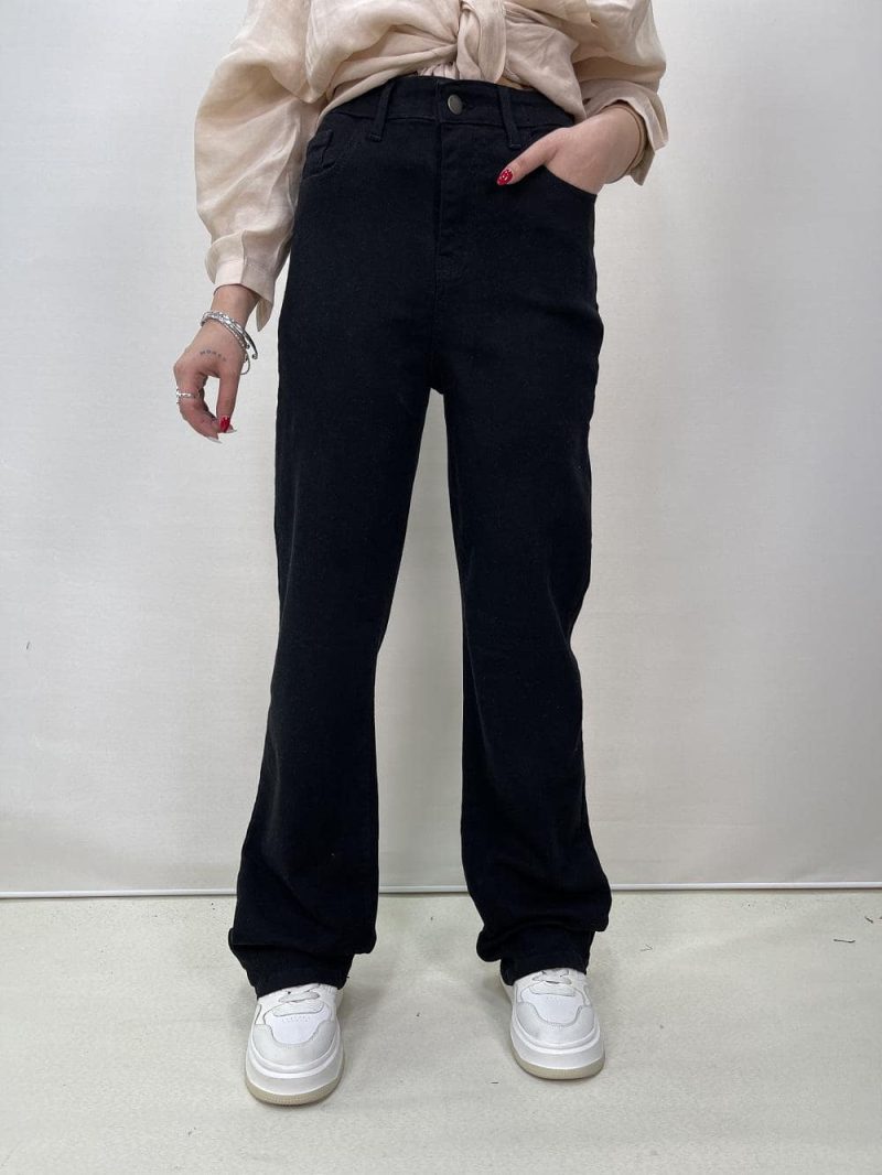 شلوار جین زنانه نیم بگ مشکی