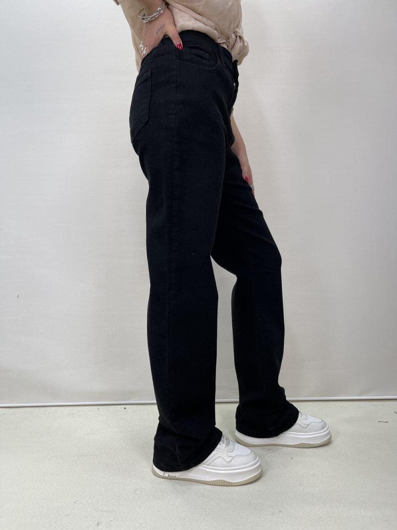 شلوار جین زنانه نیم بگ مشکی