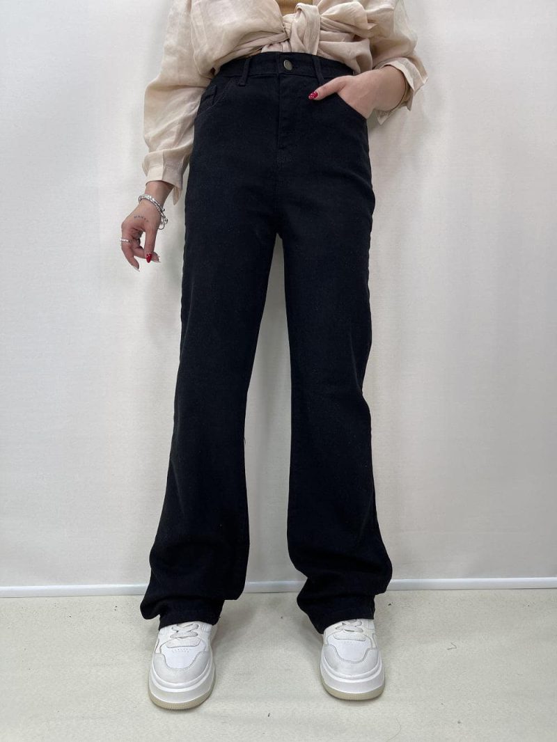 شلوار جین زنانه نیم بگ مشکی