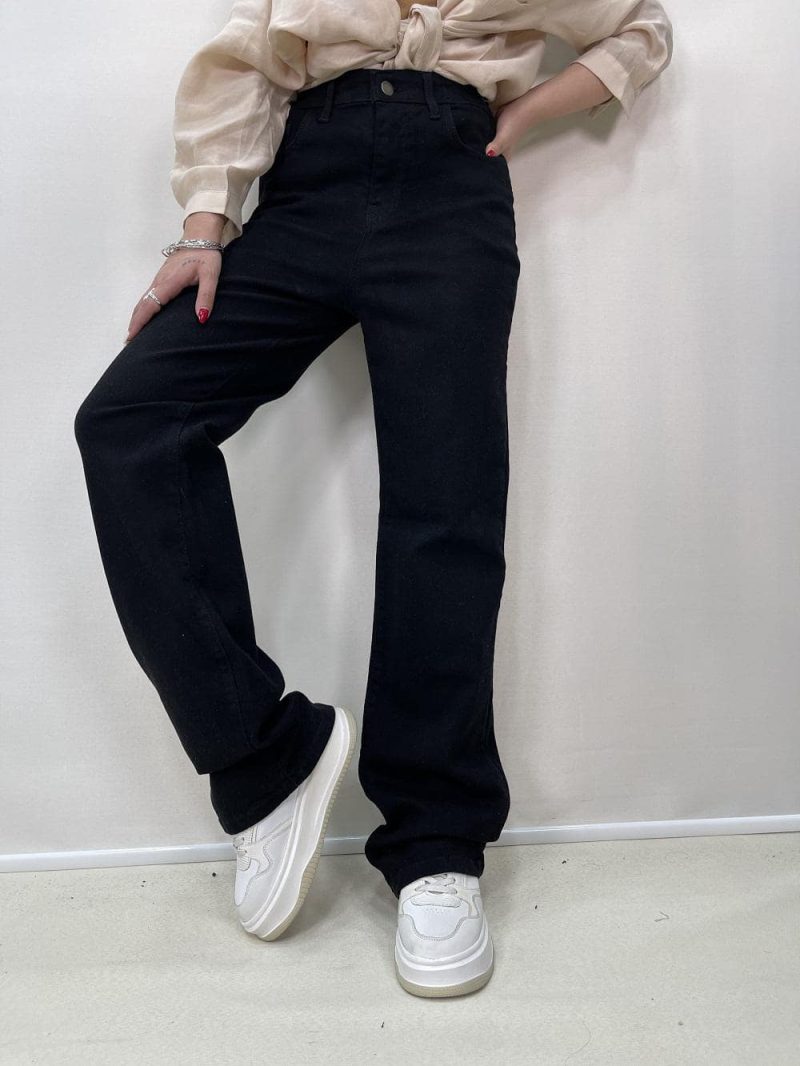 شلوار جین زنانه نیم بگ مشکی