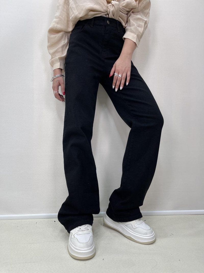 شلوار جین زنانه نیم بگ مشکی