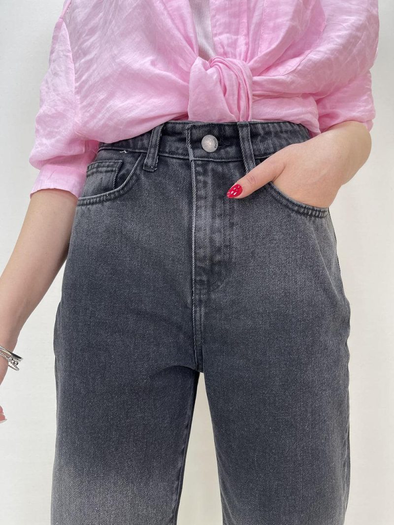 شلوار جین زنانه واید لگ زغالی