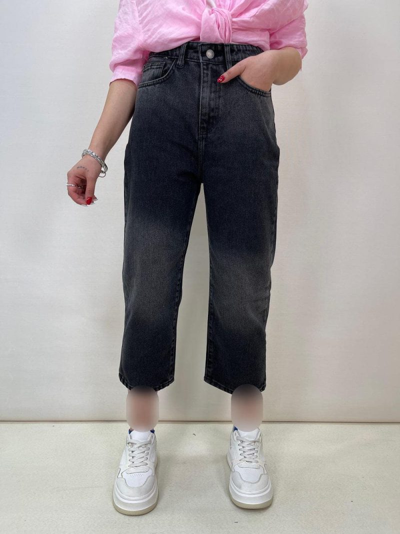 شلوار جین زنانه واید لگ زغالی