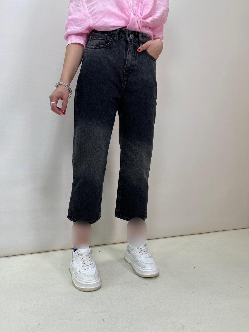 شلوار جین زنانه واید لگ زغالی