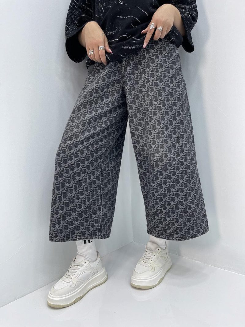 شلوار جین زنانه فول بگ زغالی دیور