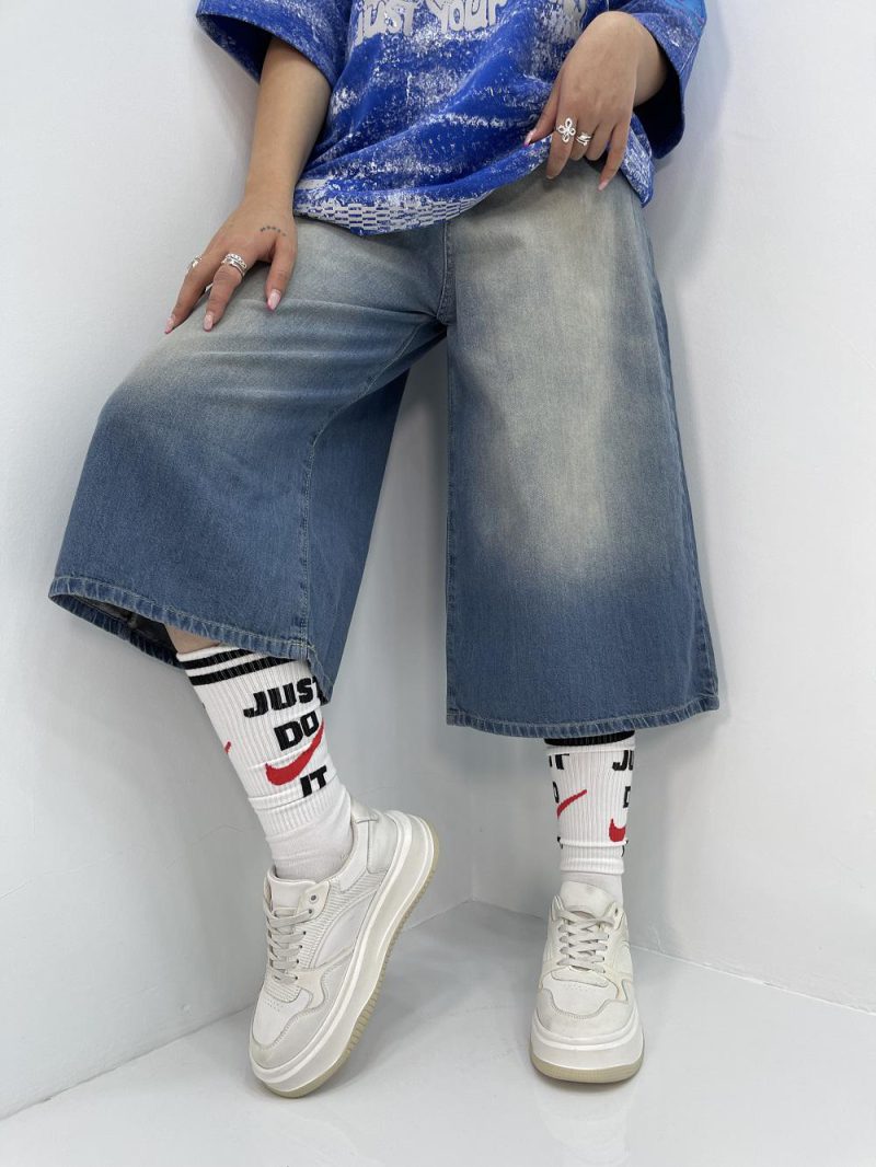 شلوارک جین زنانه سوپر بگ آبی سنگشور