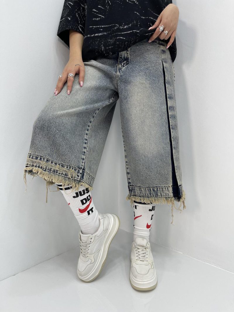 شلوارک جین زنانه سوپر بگ آبی