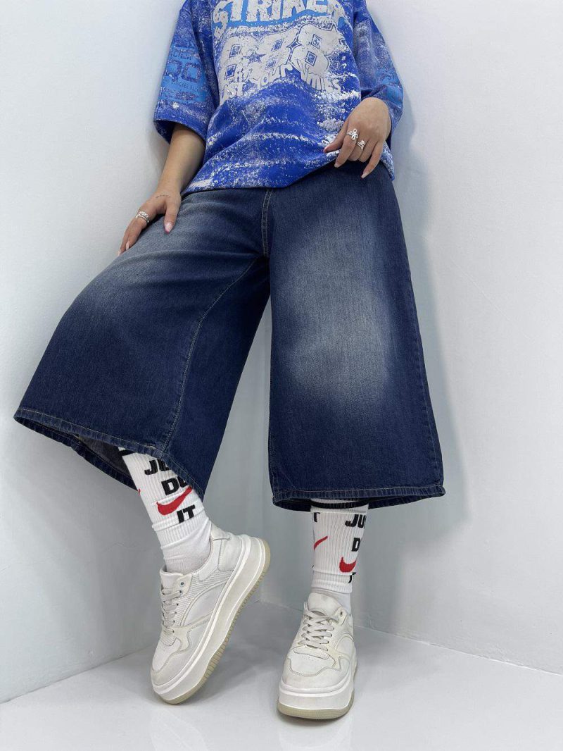 شلوارک جین زنانه سوپر بگ آبی سنگشور