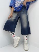 شلوارک جین زنانه فول بگ آبی سنگشور