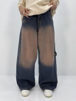 شلوار جین زنانه فول بگ آبی سنگشور گلدوزی