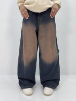 شلوار جین زنانه فول بگ آبی سنگشور گلدوزی