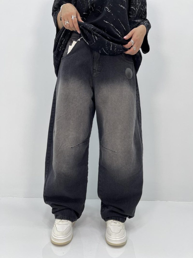 شلوار جین زنانه بالونی زغالی