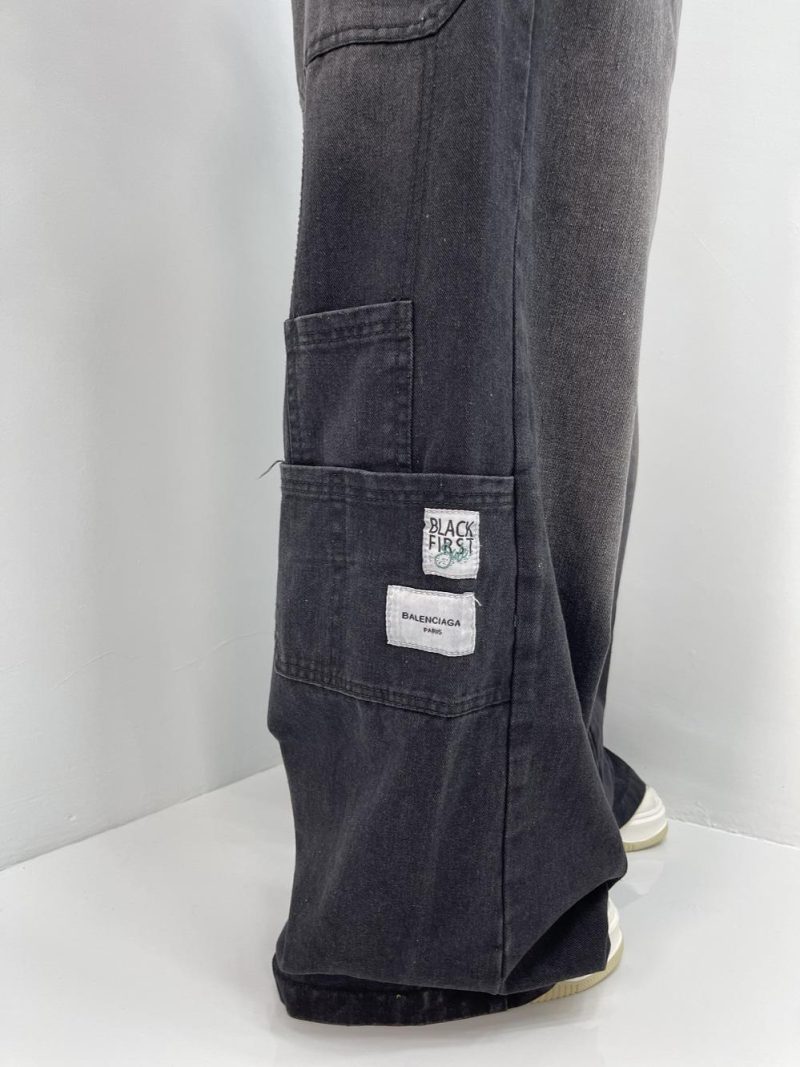 شلوار جین زنانه فول بگ زغالی گلدوزی