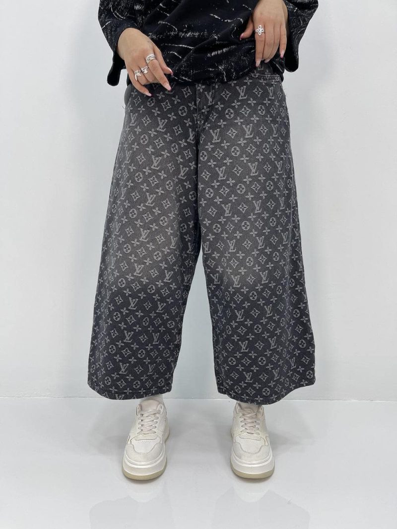 شلوارک جین زنانه ال وی پارچه طرح دار زغالی