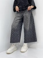 شلوارک جین زنانه ال وی پارچه طرح دار زغالی