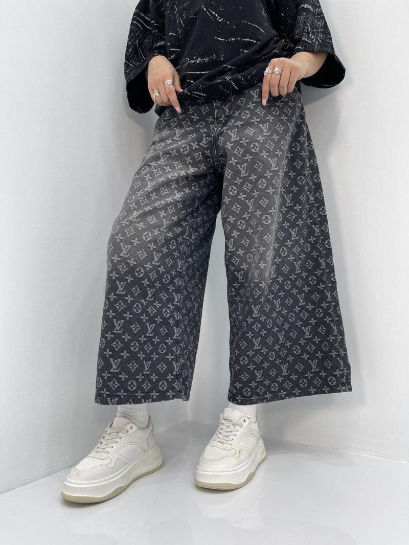 شلوارک جین زنانه ال وی پارچه طرح دار زغالی