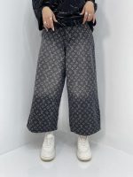 شلوارک جین زنانه ال وی پارچه طرح دار زغالی