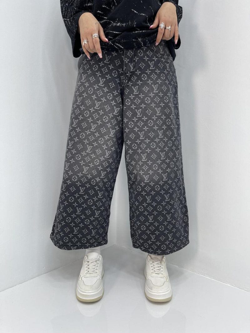 شلوارک جین زنانه ال وی پارچه طرح دار زغالی