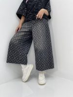 شلوارک جین زنانه ال وی پارچه طرح دار زغالی
