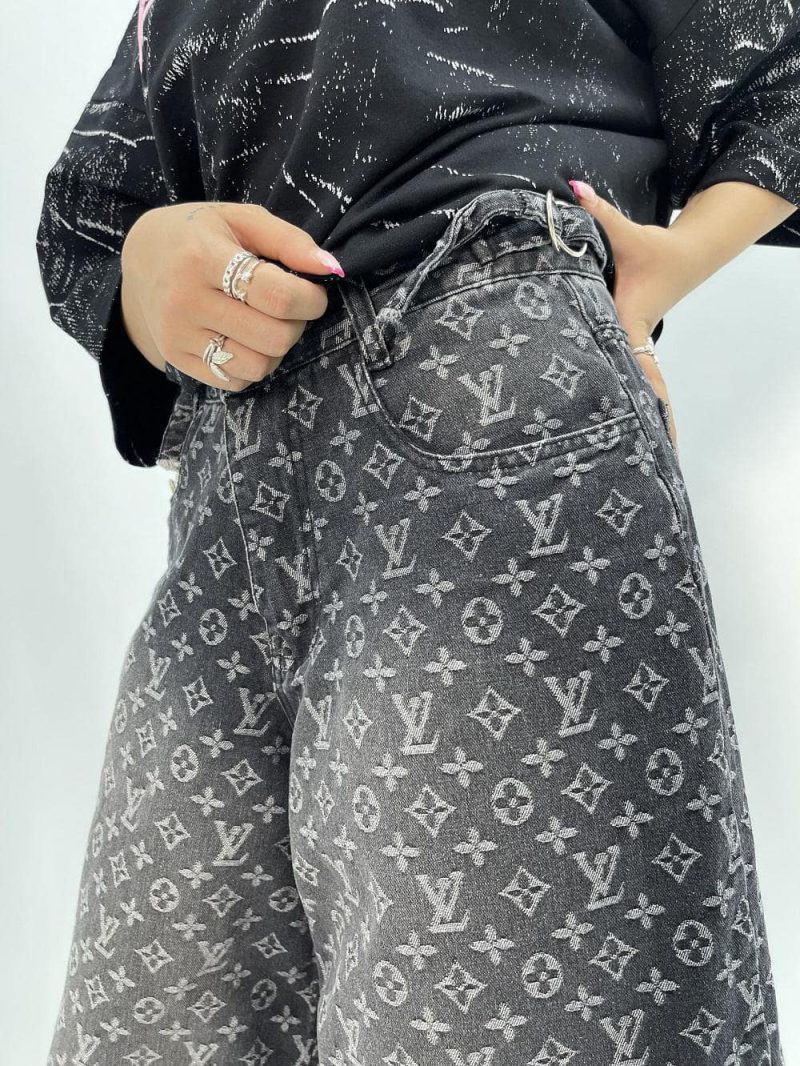 شلوارک جین زنانه ال وی پارچه طرح دار زغالی