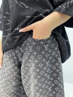 شلوارک جین زنانه ال وی پارچه طرح دار زغالی