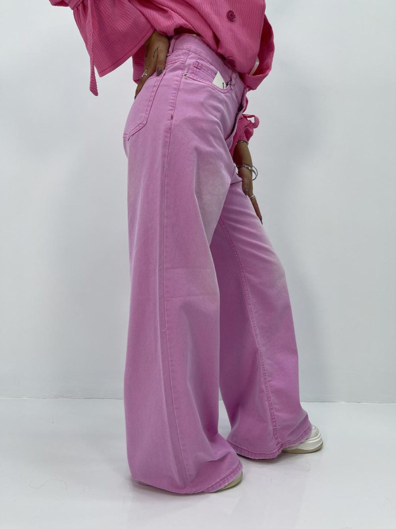 شلوار کتان زنانه فول بگ صورتی