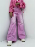 شلوار کتان زنانه فول بگ صورتی