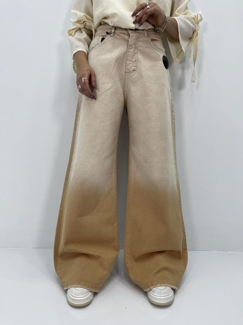 شلوار کتان زنانه فول بگ نسکافه ای