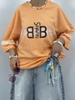 تیشرت قواره باکسی دخترانه نارنجی