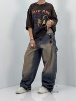 تیشرت باکسی سنگشور قهوه ای طرحدار