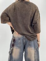 تیشرت باکسی سنگشور قهوه ای طرحدار