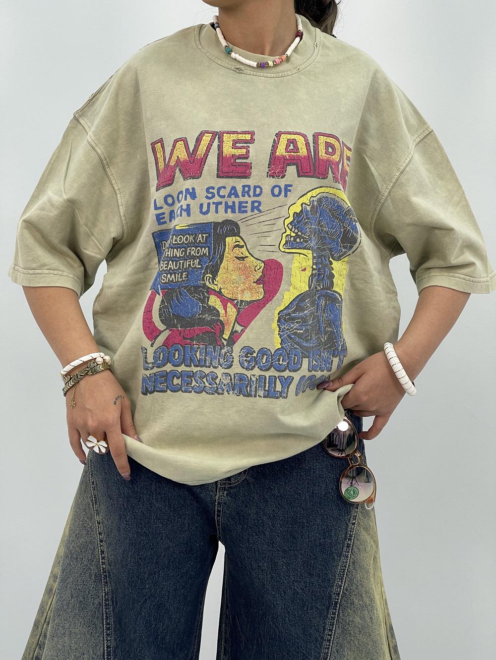 تیشرت باکسی سنگشور سبز پسته ای