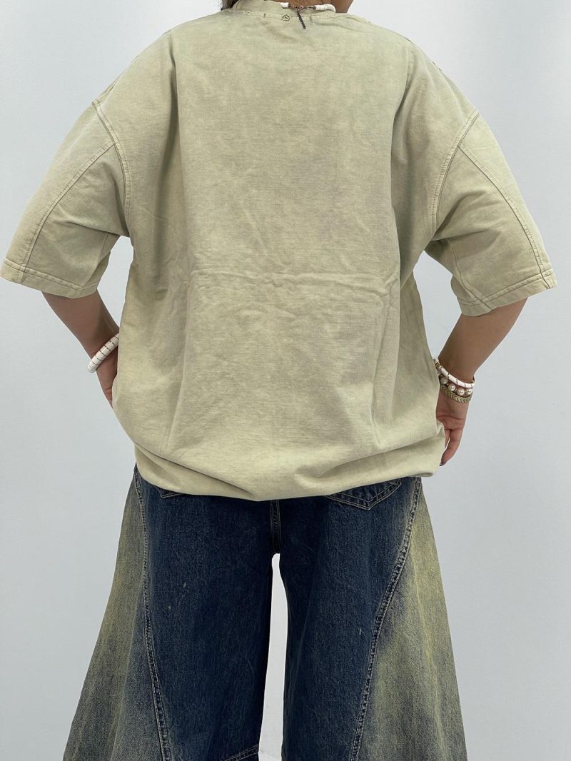 تیشرت باکسی سنگشور سبز پسته ای