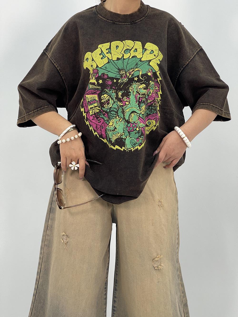 تیشرت باکسی سنگشور قهوه ای