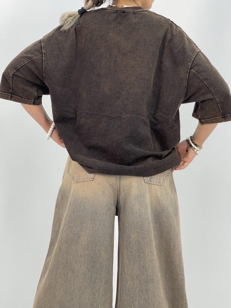 تیشرت باکسی سنگشور قهوه ای