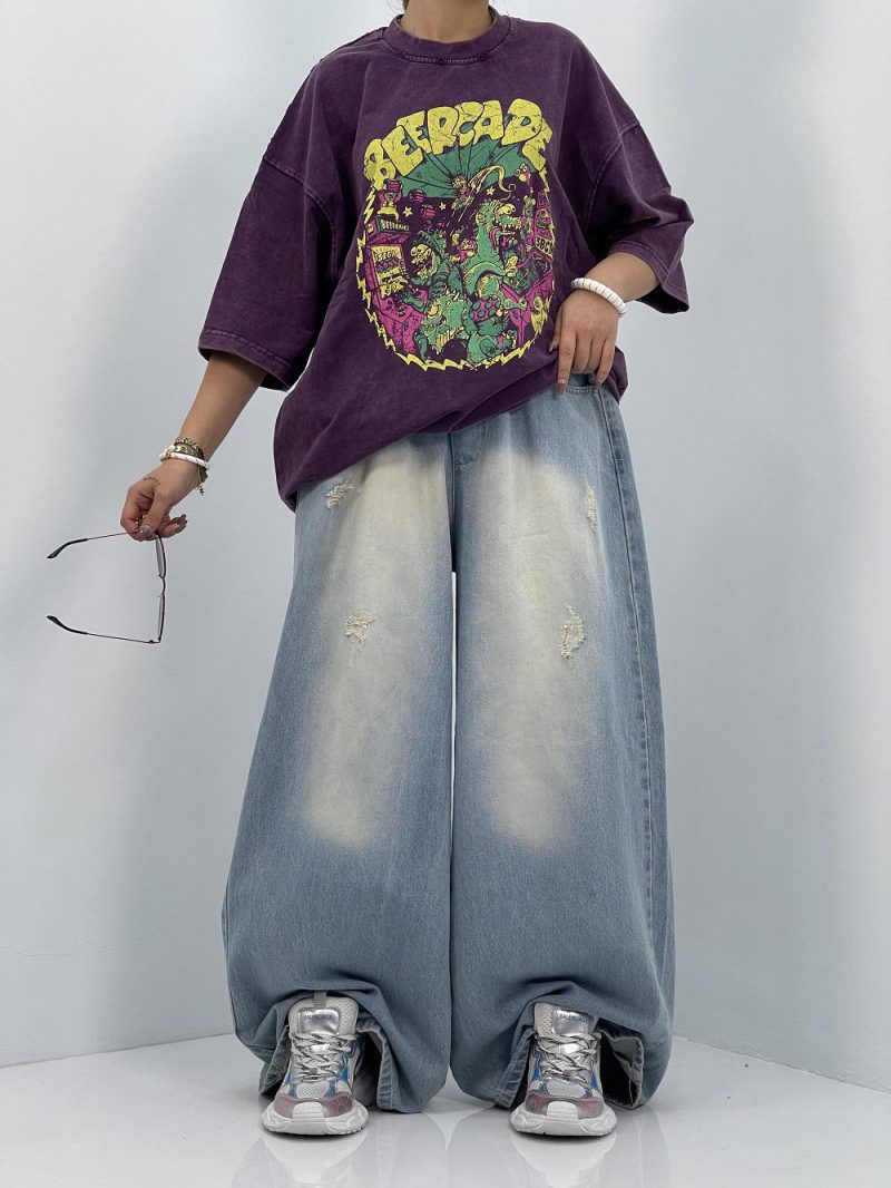 تیشرت باکسی سنگشور بنفش