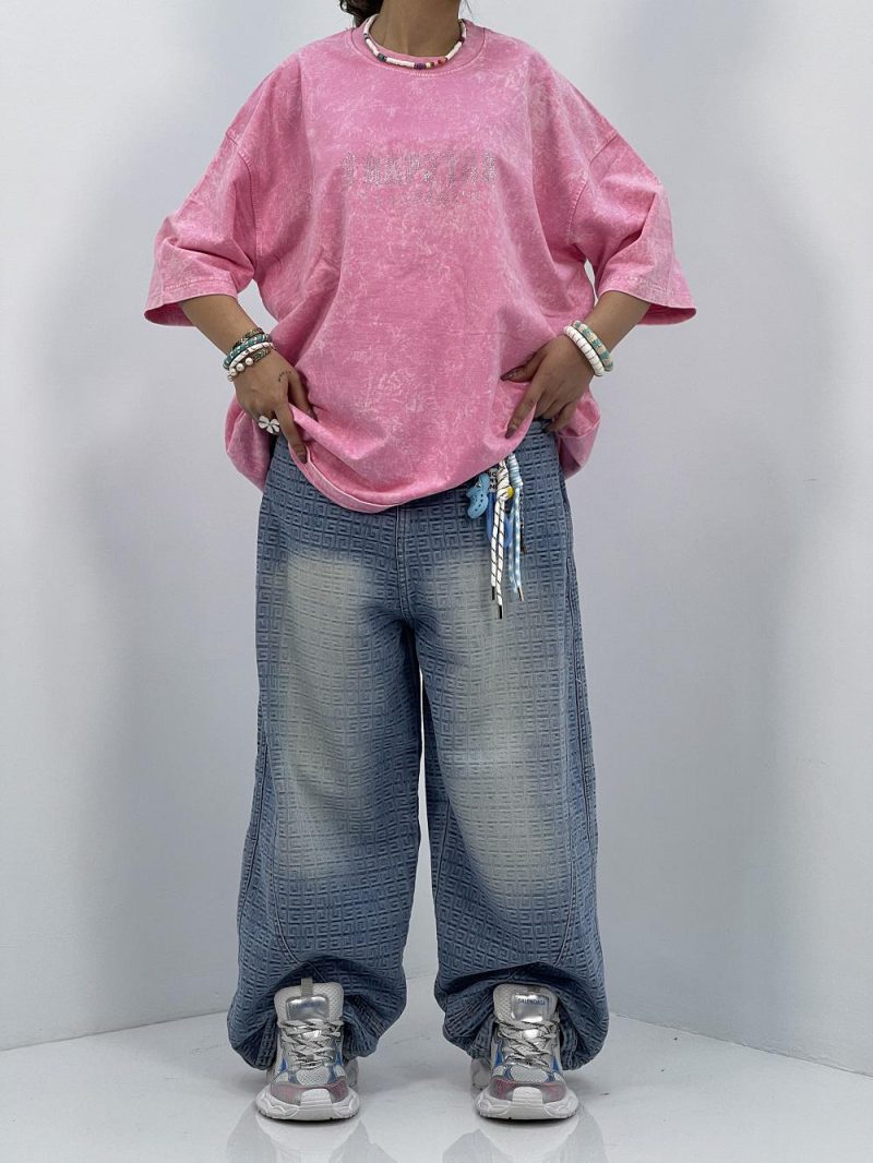 تیشرت باکسی سنگشور صورتی