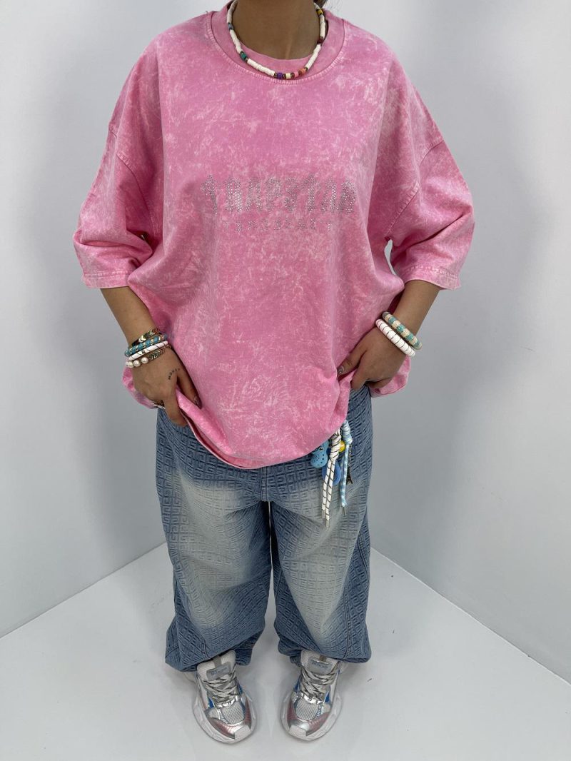 تیشرت باکسی سنگشور صورتی