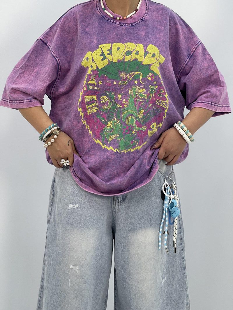 تیشرت باکسی سنگشور یاسی