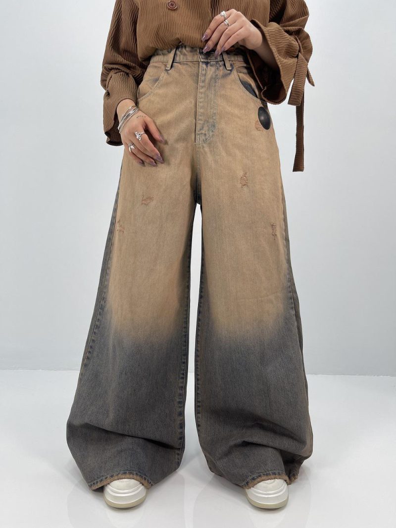 شلوار جین زنانه سوپر بگ آبی سنگشور