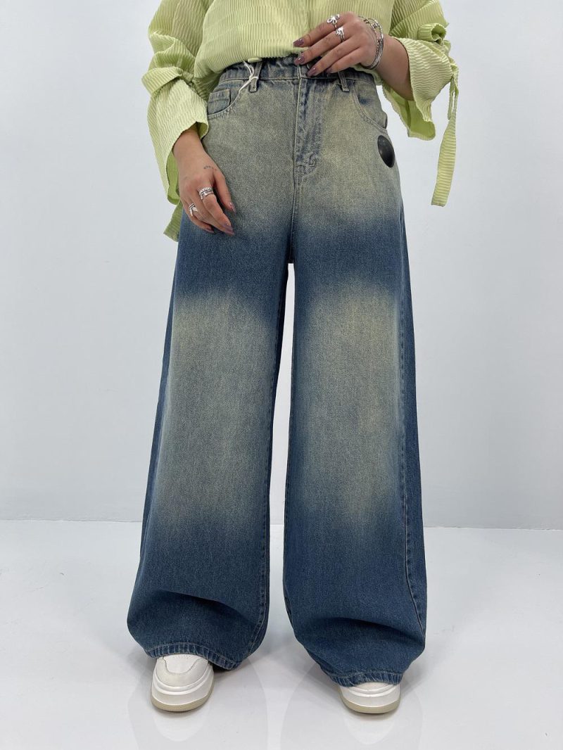 شلوار جین زنانه سوپر بگ آبی سنگشور