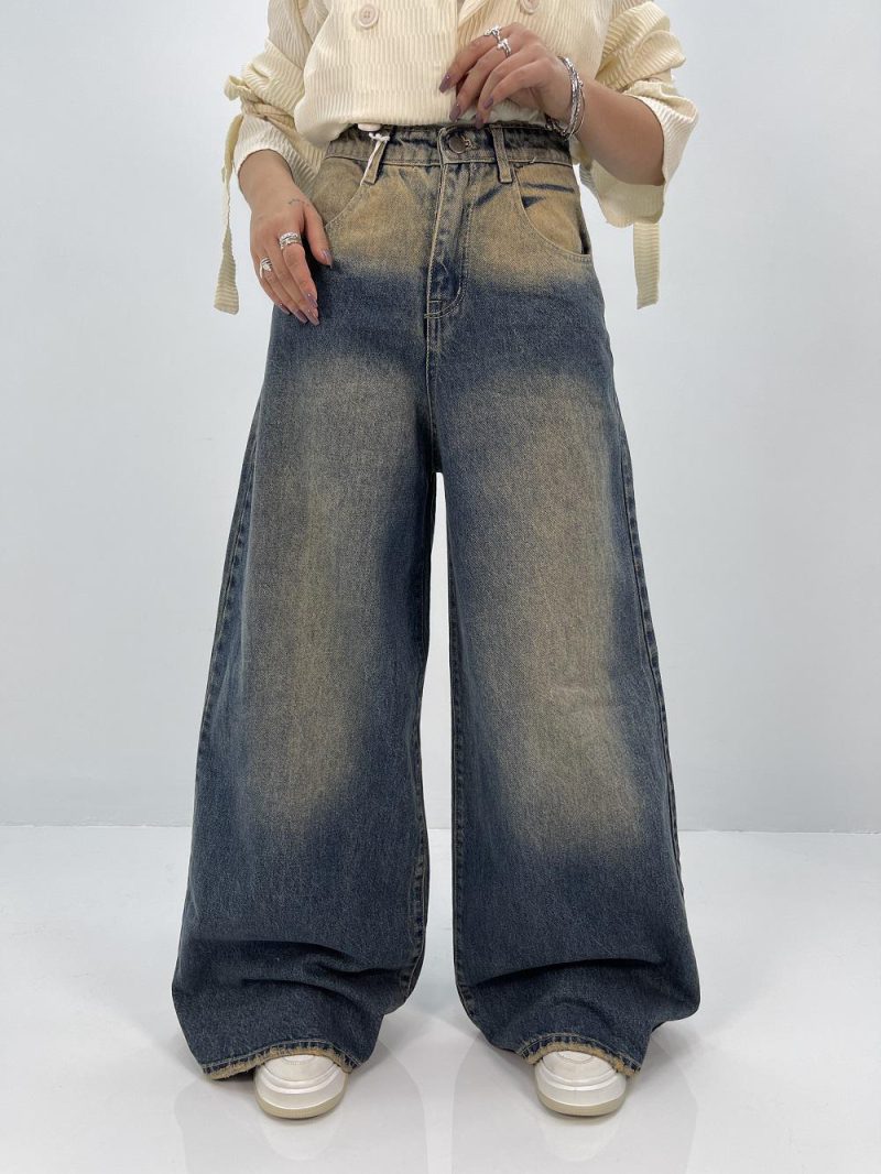 شلوار جین زنانه سوپر بگ آبی سنگشور